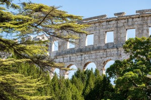 Horvátországban, Pulában készült kép az Amfiteátrumról